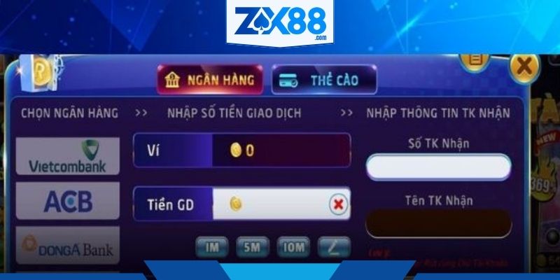 Ba bước thực hiện rút tiền ZX88 nhanh gọn